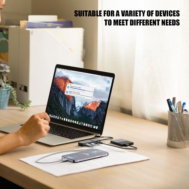 Eanetf USB to HDMI Adapter, Dual USB C USB A 3.0 Hub: 5 Ports with 2* USB-C and 2* USB-A and 1* HDMI Extend for TV,DVD Player,Projector,Monitor,Laptop,PS4,Flash Drive, HDD,Xbox, Printer etc - 5 in 1 - Image 5